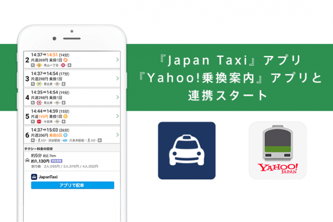 Yahoo!乗換案内とJapanTaxiが連携！乗換案内からアプリを起動できるように